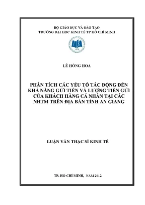 Phân Tích Yếu Tố Gửi Tiền Tại Ngân Hàng An Giang