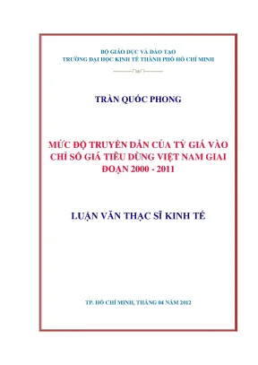 Mức độ truyền dẫn tỷ giá vào CPI Việt Nam 2000-2011