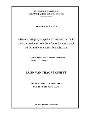 Nâng cao hiệu quả quản lý vốn đầu tư tại Đắk Lắk