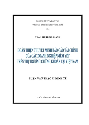 Hoàn thiện thuyết minh báo cáo tài chính doanh nghiệp