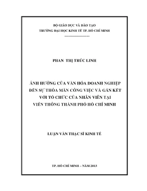 Ảnh hưởng văn hóa doanh nghiệp đến sự thỏa mãn công việc