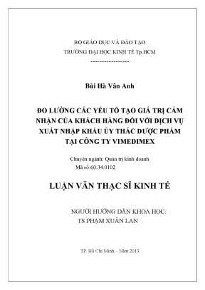 Đo lường giá trị cảm nhận khách hàng dịch vụ dược phẩm