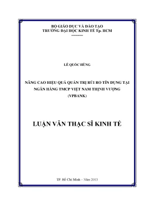 Nâng cao quản trị rủi ro tín dụng tại VPBank