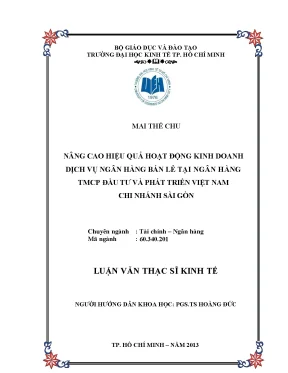 Nâng cao hiệu quả ngân hàng bán lẻ tại BIDV Sài Gòn