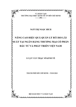 Quản lý rủi ro lãi suất hiệu quả tại BIDV