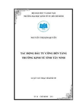 Tác động đầu tư công đến tăng trưởng kinh tế Tây Ninh