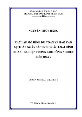 Mô hình dự toán ngân sách cho doanh nghiệp KCN Biên Hòa