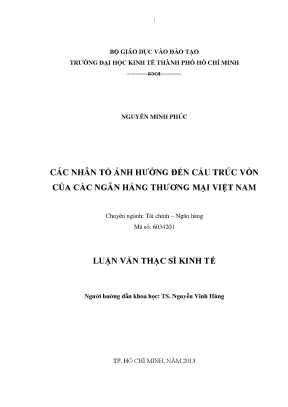 Nhân tố ảnh hưởng đến cấu trúc vốn ngân hàng Việt Nam
