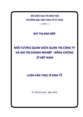 Quản trị công ty và giá trị doanh nghiệp tại Việt Nam