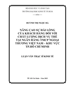 Nâng cao sự hài lòng khách hàng dịch vụ thẻ VCB TPHCM