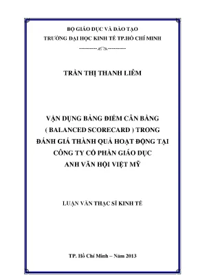 Vận dụng BSC trong đánh giá hoạt động giáo dục