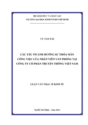 Yếu tố ảnh hưởng đến sự thỏa mãn công việc nhân viên