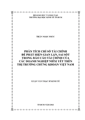 Phân Tích Tài Chính Phát Hiện Gian Lận Doanh Nghiệp