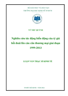 Tác động tỷ giá hối đoái lên cán cân thương mại 1999-2013