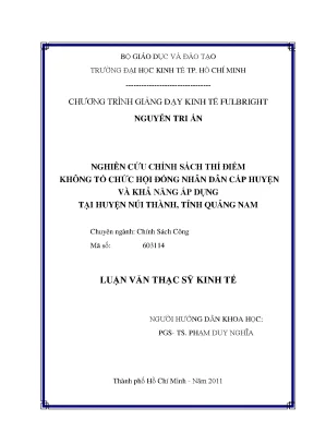 Nghiên cứu chính sách không tổ chức HĐND huyện