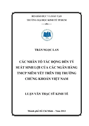 Nhân tố ảnh hưởng đến tỷ suất sinh lợi ngân hàng TMCP