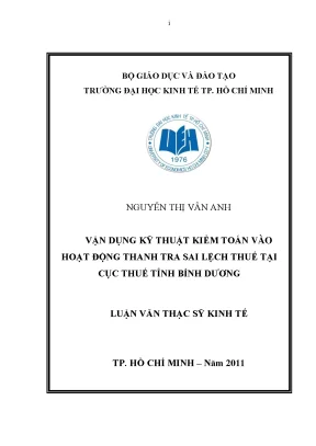 Vận dụng kỹ thuật kiểm toán vào thanh tra thuế