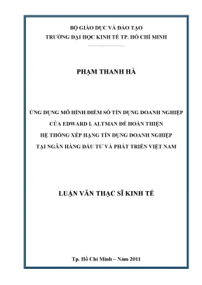 Ứng dụng mô hình điểm số tín dụng Altman hoàn thiện xếp