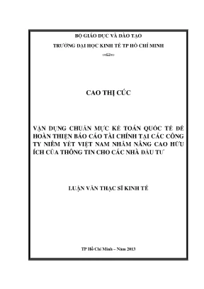 Hoàn thiện báo cáo tài chính theo chuẩn mực quốc tế