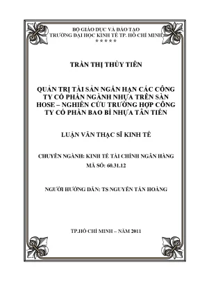 Quản trị tài sản ngắn hạn ngành nhựa trên sàn HOSE
