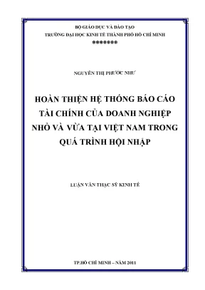 Hoàn thiện báo cáo tài chính cho doanh nghiệp nhỏ tại VN