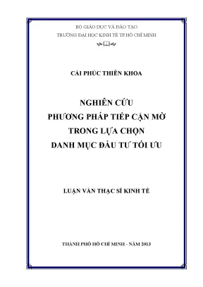 Nghiên cứu phương pháp tiếp cận mờ trong lựa chọn danh