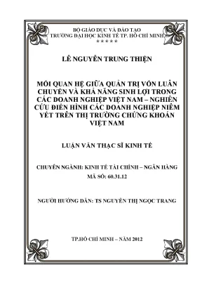 Quản trị vốn luân chuyển và khả năng sinh lợi doanh nghiệp