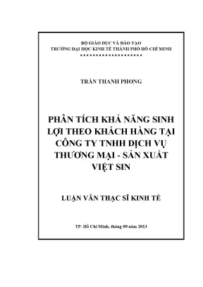 Phân Tích Khả Năng Sinh Lợi Khách Hàng Tại Việt Sin