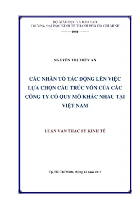 Nhân tố ảnh hưởng đến cấu trúc vốn công ty tại Việt Nam