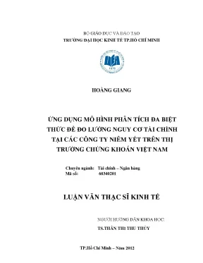 Ứng dụng mô hình MDA đo lường nguy cơ tài chính tại công