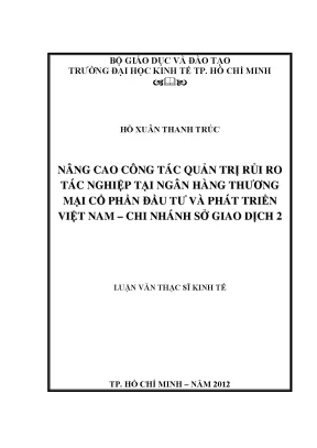 Quản trị rủi ro tác nghiệp tại BIDV Sở Giao dịch 2