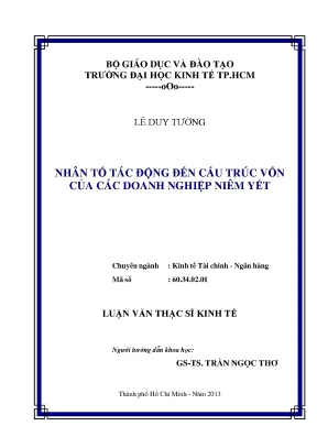 Nhân tố ảnh hưởng đến cấu trúc vốn doanh nghiệp niêm yết