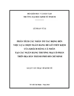 Phân tích nhân tố lựa chọn ngân hàng gửi tiết kiệm