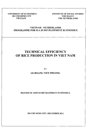 Hiệu quả kỹ thuật trong sản xuất gạo tại Việt Nam