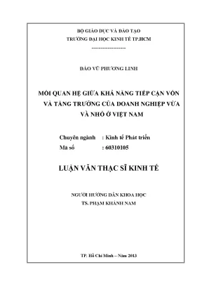 Khả năng tiếp cận vốn và tăng trưởng doanh nghiệp nhỏ