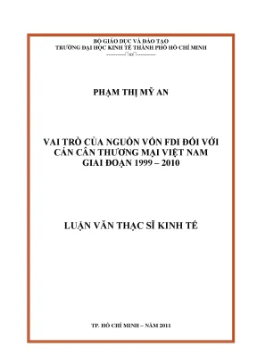 Vai trò của FDI đối với thương mại Việt Nam 1999-2010