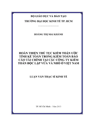 Hoàn thiện kiểm toán ước tính kế toán tại Việt Nam