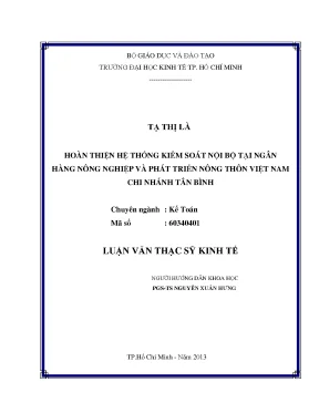 Hoàn thiện kiểm soát nội bộ tại Agribank Tân Bình