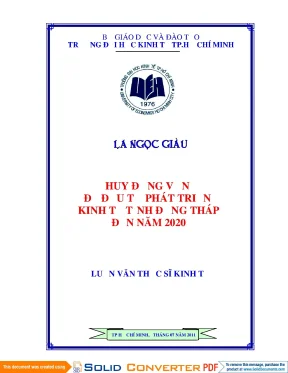Huy động vốn phát triển kinh tế Đồng Tháp đến 2020