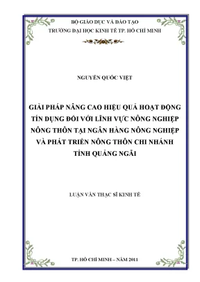 Giải pháp nâng cao hiệu quả tín dụng nông nghiệp