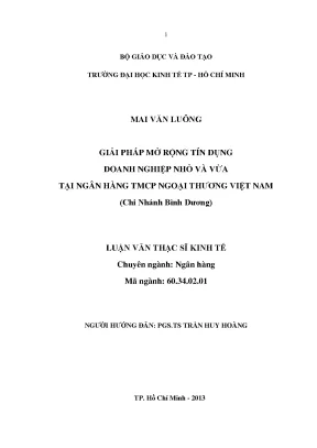 Giải pháp mở rộng tín dụng cho doanh nghiệp nhỏ tại