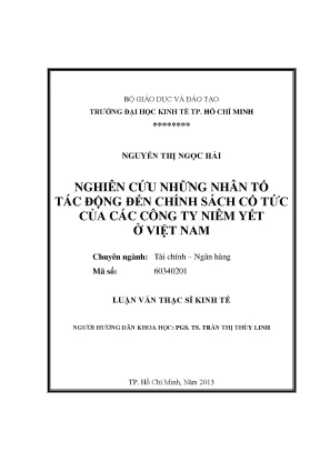 Nhân tố ảnh hưởng đến chính sách cổ tức tại Việt Nam