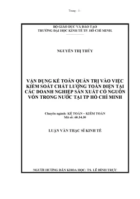 Kế toán quản trị và kiểm soát chất lượng tại doanh nghiệp