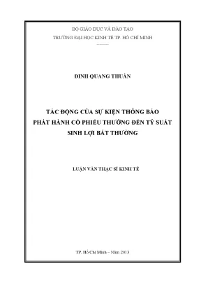 Tác động phát hành cổ phiếu thưởng đến lợi suất