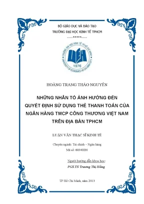 Nhân tố ảnh hưởng đến việc sử dụng thẻ thanh toán