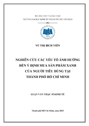 Nghiên cứu ý định mua sản phẩm xanh tại TP.HCM