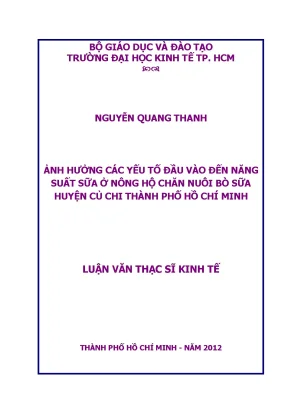 Ảnh hưởng yếu tố đầu vào đến năng suất sữa bò