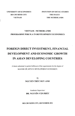 Tác động của FDI đến tăng trưởng kinh tế ở châu Á