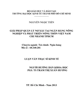 Giải pháp quản lý nợ xấu tại ngân hàng nông nghiệp