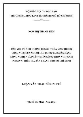 Yếu tố ảnh hưởng đến sự thỏa mãn công việc tại NHNoVN